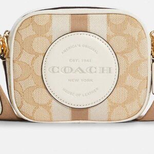 Coach C9120 Dempsey Camera Shoulder Bag Canvas Leather Beige